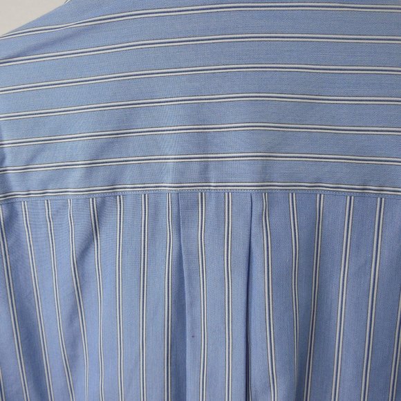 HATHAWAY Men's Button Down Shirt L New Cotton Striped Long Sleeve 16.5 Neck - Picture 5 of 10